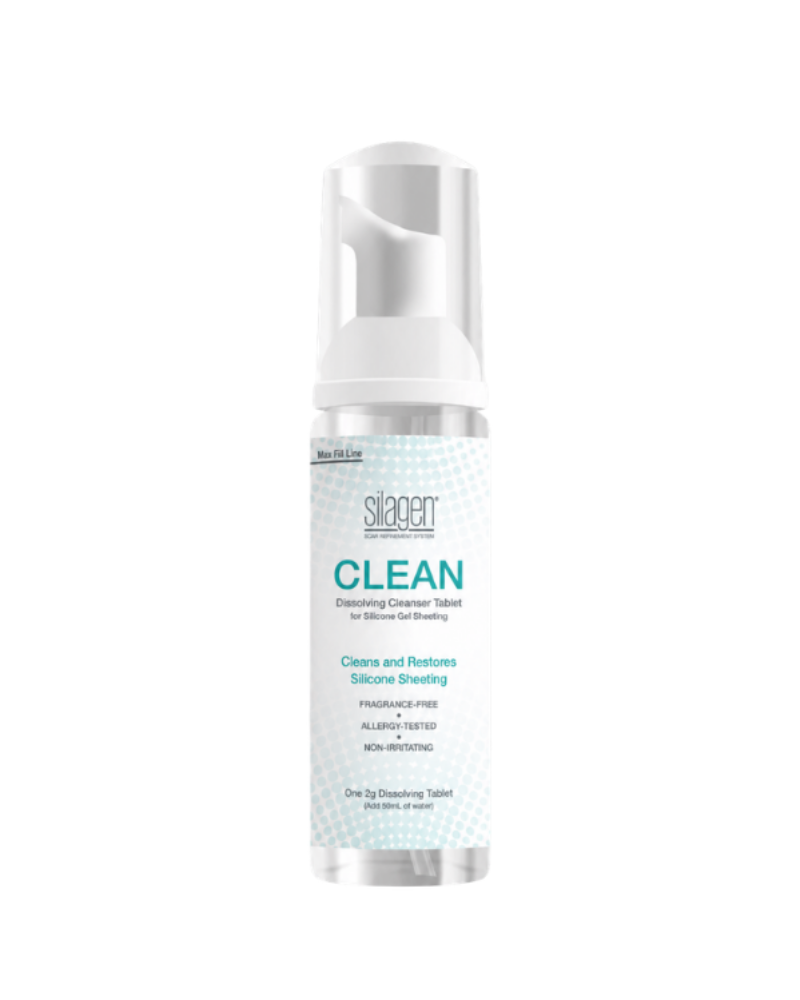A single bottle of Slagen Clean Dissolving Cleanser Tablet for Silicone Gel Sheeting.